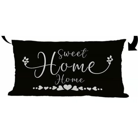 This is Us Farmhouse Pillow Covers Reversible 20x12 Home Sweet BLACK family - Picture 5 of 6
